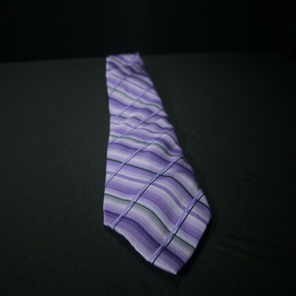 Vintage Stafford Tie Mens Silk Purple Striped 55"x3.5"